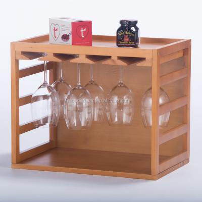 China Sustainable Natural Bamboo Wine Bottle and Rack Kitchen Stemware Display Storage Wine Glass Holder for sale