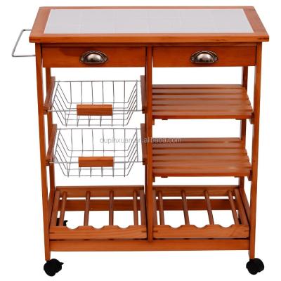 China New Nature Good Quality Wooden Kitchen Bamboo Wooden Cart for sale