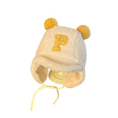 China Autumn Winter Baby Girls Cute Plush Baby Hat Hearing Protection Plush Hat Casual Warm Baby Boys Thicken Hat for sale