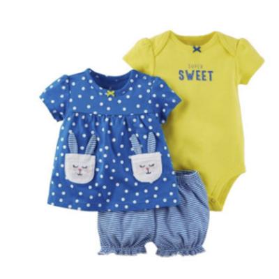 China Newborn Baby Romper Cotton Romper Baby Summer Three Piece Short Sleeve for sale