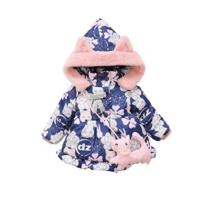 China new design winter baby coat children Anti-wrinkle down jacket baby cotton jacket baby fur hooded coat cute ears for sale