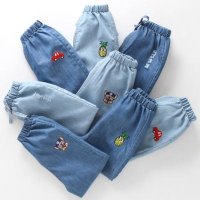 China 2019 Summer Children's Breathable Jeans Boys Pants Cartoon Embroidered Lightweight Denim Pants for sale