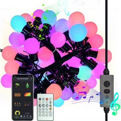 China Smart String Lights 2021 New Decoration Lights 16 Million Colors Set MIC 4 Music Modes 20 Scenes 16.4ft G40 Smart Led String Lights Outdoor for sale