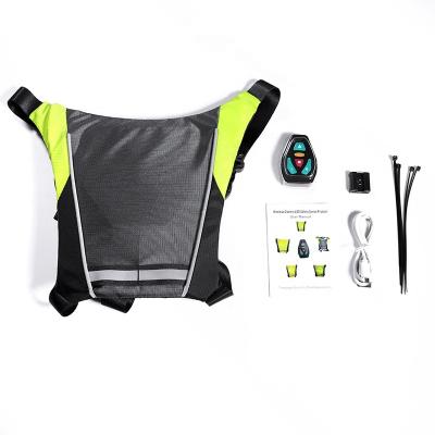 China Water Proof Vest LED Backpack High Visibility Direction Warning Lights USB Flashing Safety Running Warning Reflective Apparel for sale