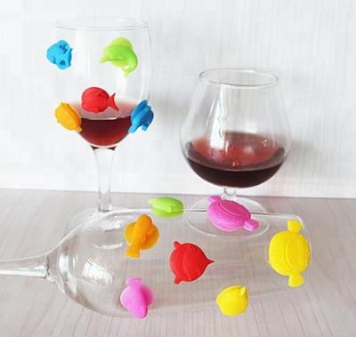 China Viable Custom Drink Glass Marker Set Of 12 Pcs Silicone 3D Rubber Eco-friendly Colorful Funny Wine Charms for sale