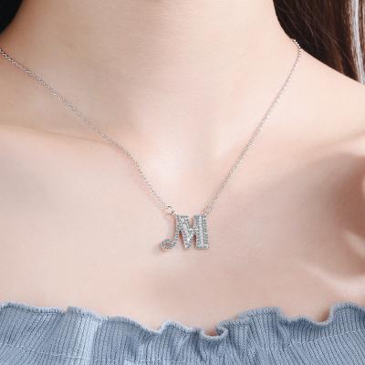 China Romantic Alphabet Charms Alphabet Silver Letter Necklace Jewelry 925 Zircon Pendant Necklace for sale