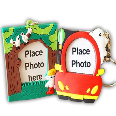 China Promotion Logo Rubber Photo Frame Custom Key Ring Soft PVC Key Chain for sale