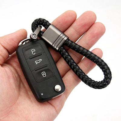 China Hot Promotional Gift Car Braided Leather Braided Rope Leather Car Key Woven Key Chain Key Chain Promotion Gift Woven Leather Key Chain for sale