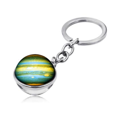 China Solar System Planet Solar System Planet Keychain Galaxy Nebula Space Glass Ball Double Side Car Key Chain for sale