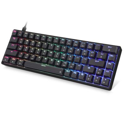 China hotsales gk68 sk68 ready made customizable keycaps switch 68keys optical mechanical keyboard for sale