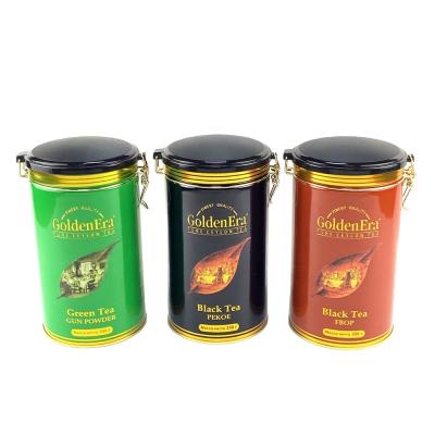 China Premium Round Tea Tin Can For Black Tea Tin Can Air Tight With Plastic Lid Metal Tea Canister for sale