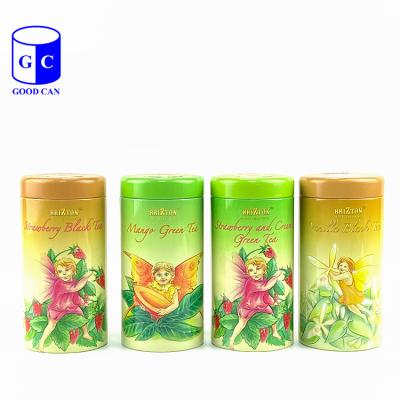 China Beverage Metal Packaging Round Shaped Tea Tin Can With Lid Tea Can Box for sale