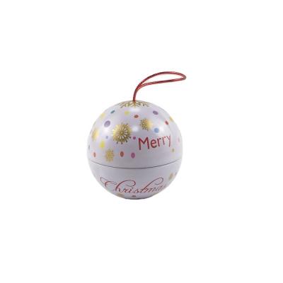 China Christmas Tin Box Ball Shape Christmas Tin Can Metal Can Round Ball Customized for sale