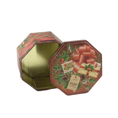 China Food Tin Cans Christmas Tins Food Empty Grade Octagonal Tin Cans DDP for sale