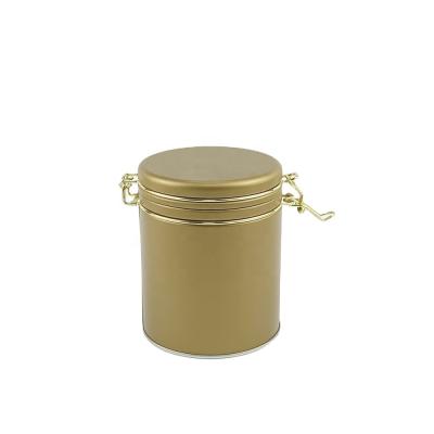 China Coffee Tin Box Beverage Cylinder Tin Canister With Clasp Air Tight Metal Box for sale