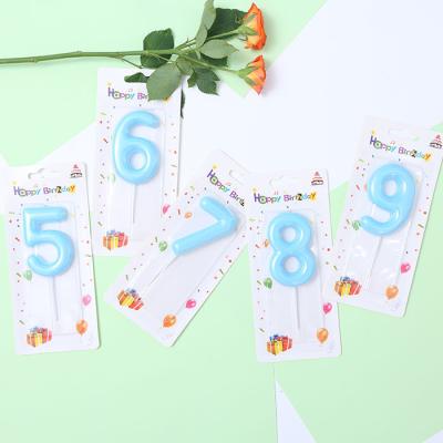 China Hot Selling Birthdays 2023 Birthday Party Decoration Wax Number Birthday Cake Candle Creative Handmade Plastic Stick Holder Colorful for sale