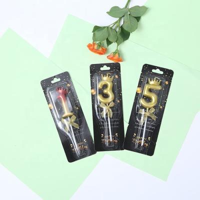 China Birthdays 2023 High Quality Flame Pastel Sparkle Gold Number Candles Glitter Tall Birthday Cake Skinny Candles for sale