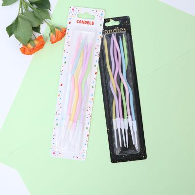 China Wholesale 2023 Birthdays Sparkler Exquisite Curved Rainbow Beautiful Taper Happy Birthday Cake Candle Color for sale