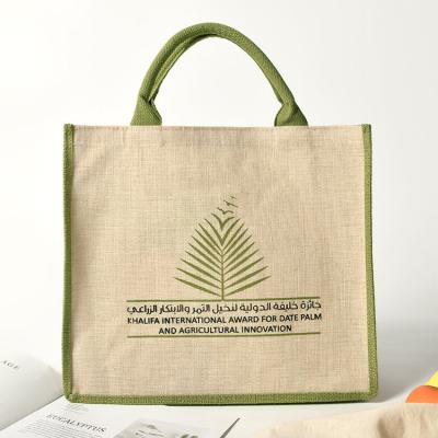 China Recyclable Custom Printing Personalized Jute Shopping Bag Wholesale Natural Beach Jute Tote Bag With Logo for sale