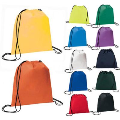 China Handled Wholesale Customized Promotional Polyester Nylon Drawstring 30cm Shop And Backpack Draw String Bags for sale