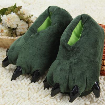 China Fashion Trend HL01 Solid and Leopard Cartoon Paws Plush Animal Slippers 2020 New Style Winter Bedroom Shoes for sale