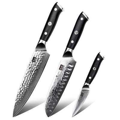 China Viable Professional Wooden Chef's Knife Kitchen Knives Japanese Steel Set VG10 Damascus Yangjiang Pakka for sale