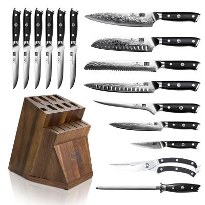 China Viable High End Home Kitchen Restaurants Japanese Yangjiang Damascus Steel Steak Knife Set With Figure Handle for sale