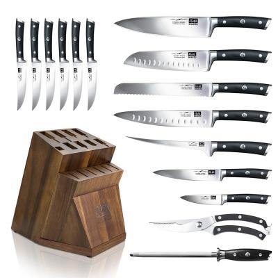 China SHAN ZU 16 Piece Stainless Steel Premium German Kitchen Knife Set With Wooden Block 6 Steak Knives for sale