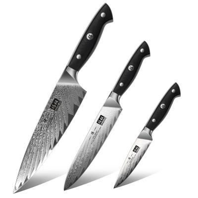 China Sustainable Yangjiang Chef Knife Sets With Handle Carbon Steel Kitchen Knife Damascus Utility Knife Set for sale