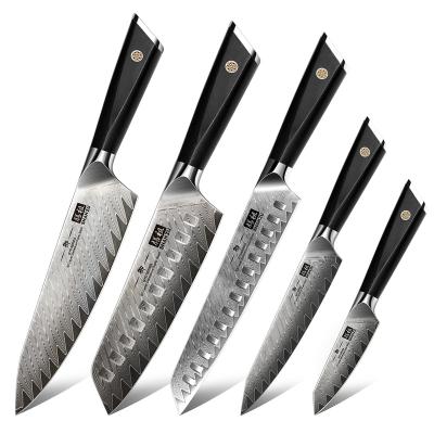 China Yangjiang 2023 Resin Hot Selling Handle Viable Excellent 8 Inch 67 Layers Kitchen Cutting Knife Damascus Steel Chef Knives for sale