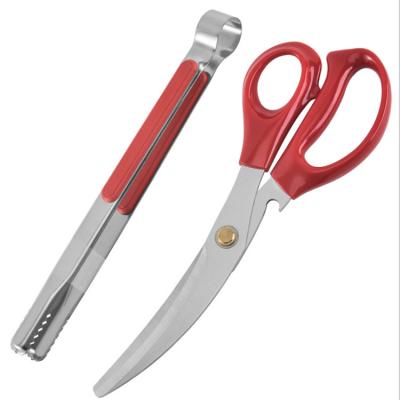 China Easily Cleaned Factory Directly Sell BBQ Accessories Stainless Steel Household Grill Tool Scissors and Grill Clip Grilling Tool Kit for sale