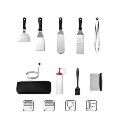 China Factory Direct Promotion 8/10/14 PCS Stainless Steel Barbecue Easily Cleaned Tool Kit With Ketchup Bottle Toaster Teppanyaki Tools for sale