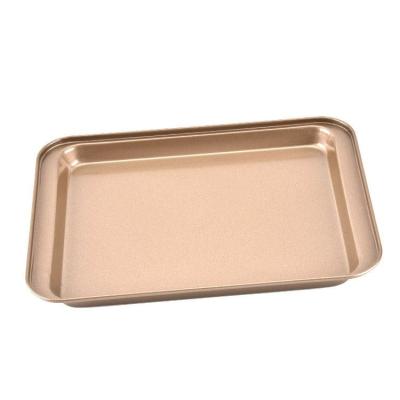 China Hot Sale Stocked High Quality DIY Baking Pan Baking 10 Inch Rectangular Two-tier Gold Pan Carbon Steel Non Stick DIY Baking Mold for sale