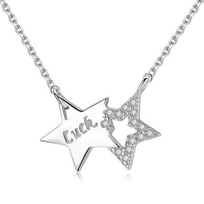 China JKC diamond clavicle pendant necklace Insti jewelry s925 silver platinum gift waterproof romantic simple star star pentagram for sale