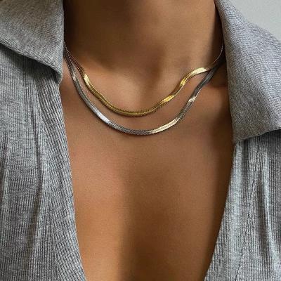 China Trendy JKC 18K Gold Plated Choker Chain Necklace Chunky Chocker Stackable Collar de plata Snake for Women 925 Silver Necklace for sale