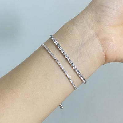 China CLASSIC New Fashion Trend INS 925 1.5mm CZ Zircon Drill Zircon Diamond Silver High Carbon Crystal Gemstone Adjustable Wish JKC Tennis Bracelet for sale