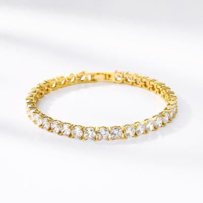 China Hip Hop JKC Pop Jewelry Wholesale Jewelry High Quality 3A Cubic Zircon Iced Out 18K Gold Plated Tennis Chain Bracelet for sale