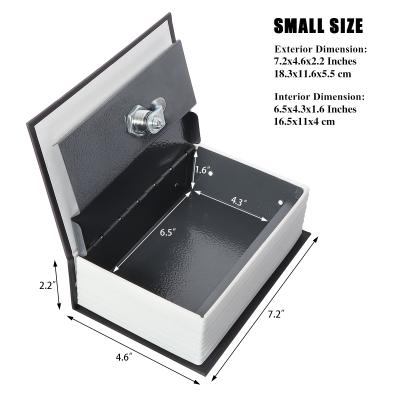 China Unique Small Book Shape Money Storage Bank Office Hotel Black Book Safe Box Custom Metal Home Secret Safe Box for sale