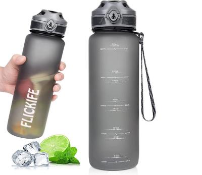 China FLICKIFE 32oz Large Sustainable Water Bottle with Motivational Time Marker and Removable Strainer, Fast Flow BPA Free Non-Toxic for Fitness for sale