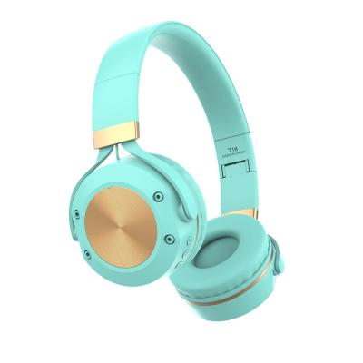 China Blue Earphone Tooth 5.0 Radio Headphones With Girl Colors With Microphone HiFi Sound Over The Ear Headset for sale