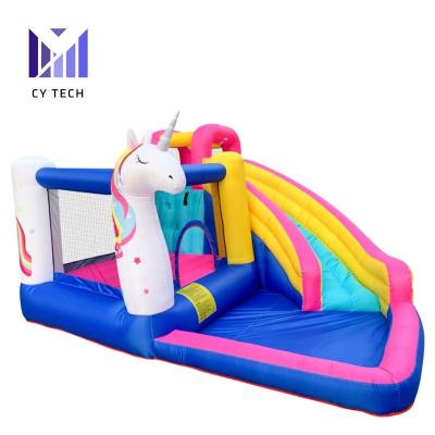 China Best Selling Oxford Trampoline Inflatable Unicorn Theme Playground Jumping Castle Oxford With Ocean Ball Pool for sale