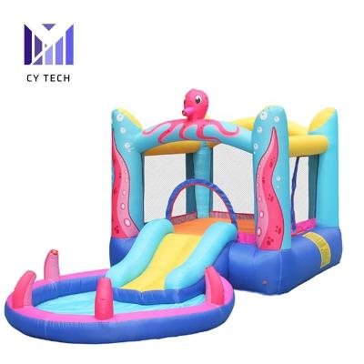 China Oxford Ocean Style Theme Park Bouncer Inflatable Bouncy Slide Castle Combo With Pit Balls Pool for sale