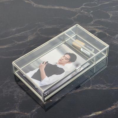 China Use is double usb jewelry photography quality keepsake boxes luxury endless photo display baby glass box for sale