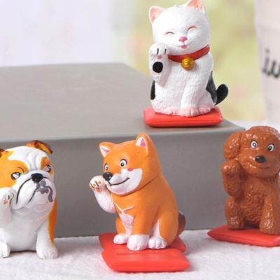 China Europe Resin Miniature Dog Wear Flowers French Bulldog Animal Cute Small Figurines for sale