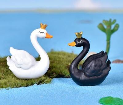 China Europe mini white and black crown color figurines wedding couple figurines souvenirs swan figurine for sale