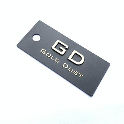 China 2020 Customs Embossed Gold Foil Logo Plastic Viable PVC Hang Tag For Garment for sale