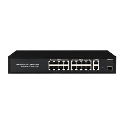 China 16 Port 10/100M CCTV POE Switch 1 SFP Cage Gigabit Network Uplink AC220V for sale