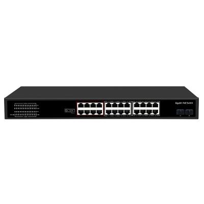 Κίνα 24 θύρες Gigabit CCTV Poe Switch με 2 SFP Οπτική Uplink Μη διαχειριζόμενος προϋπολογισμός 300W προς πώληση