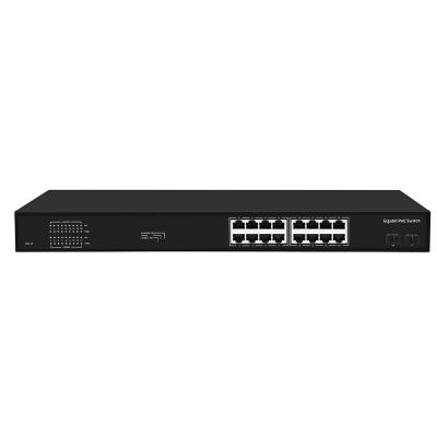 China 16 portas Gigabit Poe Switch 300W Orçamento VLAN não gerenciado 250 metros de distância Fibra SFP à venda