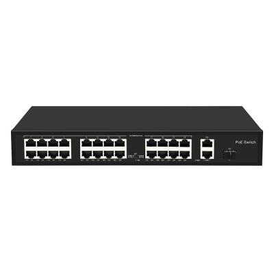 China 24 Portos 10/100M POE Switch Gigabit Fibra Óptica Uplink AC Rack Não gerenciado Orçamento de 300W à venda